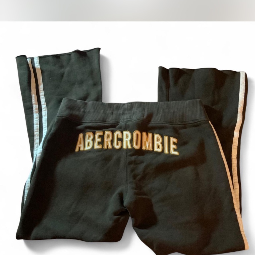 Abercrombie Black Sweatpants with White Stripes